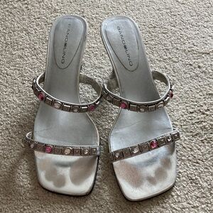 Bandolino Metallic Sandals with Pink Details